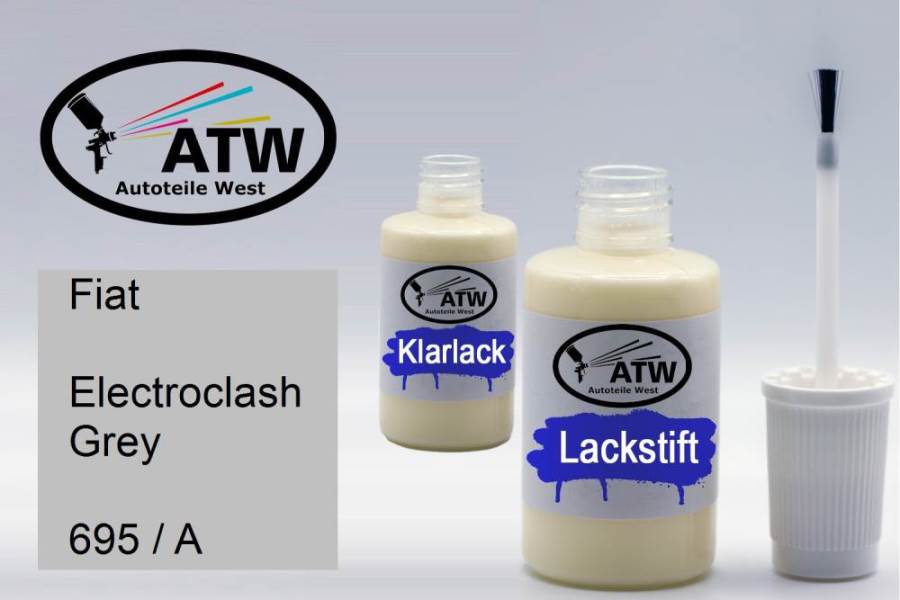 Fiat, Electroclash Grey, 695 / A: 20ml Lackstift + 20ml Klarlack - Set, von ATW Autoteile West.